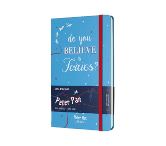 картинка Записная книжка Moleskine Peter Pan - Fairies (в линейку), Large (13x21см), голубая от магазина Молескинов