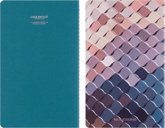 картинка Набор из 2 тетрадей Moleskine Cahier Limited Edition Casa Batllo, в линейку, Large (13х21см), голубые от магазина Молескинов
