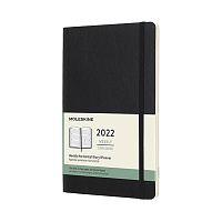Еженедельник Moleskine Classic 2022 Soft (мягкая обложка), горизонтальный блок, Large (13x21 см), черный