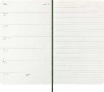 картинка Еженедельник 18 месяцев Moleskine Classic Soft (мягкая обложка),( 2026-2027), Large (13x21 см),  зеленый от магазина Молескинов