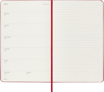 картинка Еженедельник 18 месяцев Moleskine Classic 2025 - 2026, Large (13x21 см), твердая обложка, красный от магазина Молескинов