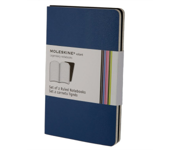 картинка Записная книжка Moleskine Volant (в линейку, 2 шт.), Pocket (9x14см), синяя от магазина Молескинов