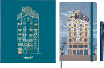 картинка Набор Moleskine Limited Edition Casa Batllo (записная книжка, в линейку, Large (13x21), голубая и шариковая ручка Kaweco, синяя) от магазина Молескинов