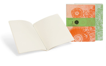 картинка Записная книжка Moleskine Cover Art (Flower Fantasy, нелинованная, 2 шт.), Large (13х21см), оранжевая\зеленая от магазина Молескинов