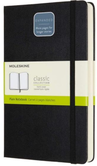 картинка Записная книжка Moleskine Expanded (нелинованная), Large (13х21см), черная от магазина Молескинов