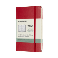 картинка Еженедельник Moleskine Classic (гориз.2021), Pocket (9x14 см), красный от магазина Молескинов