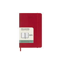 Еженедельник Moleskine Classic Soft (мягкая обложка), 2025, Pocket (9x14 см), красный