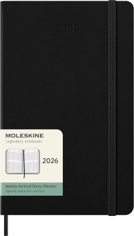 картинка Еженедельник Moleskine Classic 2026, вертикальный блок, Large (13x21 см), черный от магазина Молескинов