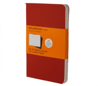 картинка Записная книжка Moleskine Cahier (в линейку, 3 шт.), Pocket (9х14см), красная от магазина Молескинов