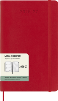 картинка Еженедельник 18 месяцев Moleskine Classic Soft (мягкая обложка),( 2026-2027),  Large (13x21 см),   красный от магазина Молескинов