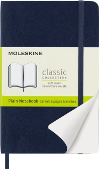картинка Записная книжка Moleskine Classic (нелинованная), Pocket (9х14см), мягкая обложка, синяя от магазина Молескинов