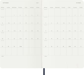 картинка Еженедельник 18 месяцев Moleskine Classic Soft (мягкая обложка),( 2026-2027),  Large (13x21 см), синий, от магазина Молескинов