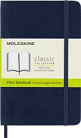 Записная книжка Moleskine Classic (нелинованная), Pocket (9х14см), мягкая обложка, синяя