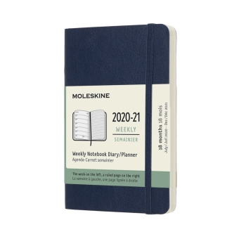 картинка Еженедельник Moleskine Classic Soft (мягкая обложка), (2020-2021), Pocket (9x14 см), синий от магазина Молескинов