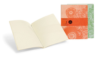 картинка Записная книжка Moleskine Cover Art (Flower Fantasy, в линейку, 2 шт.), Letter (21,5х28см), оранжевая\зеленая от магазина Молескинов
