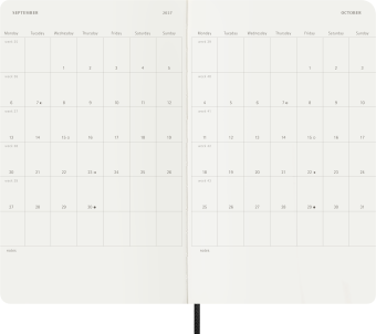 картинка Еженедельник  18 месяцев Moleskine Classic (мягкая обложка) (2026-2027), Large (13x21 см), черный от магазина Молескинов