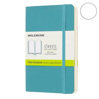 картинка Записная книжка Moleskine Classic Soft (мягкая обложка), нелинованная, Pocket (9x14см), голубая от магазина Молескинов
