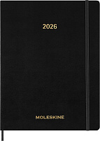 Еженедельник Moleskine Essential Weekly Vertical Planner (2026), XXL (23,5×28,14 см), мягкая обложка, черный