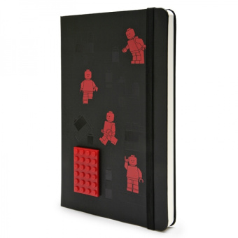картинка Записная книжка Moleskine Lego (нелинованная), Large (13х21см), черная от магазина Молескинов
