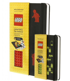 картинка Записная книжка Moleskine Lego (нелинованная), Large (13х21см), черная от магазина Молескинов