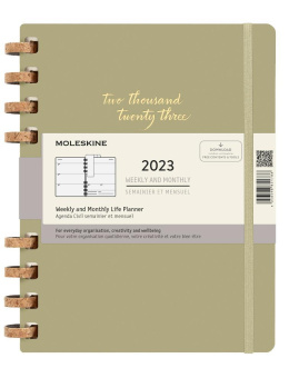 картинка Ежемесячник-планинг Moleskine Spiral 2023, XLarge (19x25 см), CRUSH OLIVE от магазина Молескинов