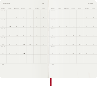 картинка Еженедельник 18 месяцев Moleskine Classic Soft (мягкая обложка),( 2026-2027),  Large (13x21 см),   красный от магазина Молескинов