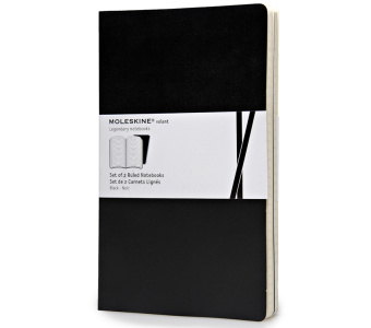 картинка Записная книжка Moleskine Volant (в линейку, 2 шт.), Large (13x21см), черная от магазина Молескинов