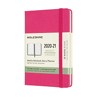 Еженедельник Moleskine Classic (2020-2021), Pocket (9x14 см), ярко-розовый