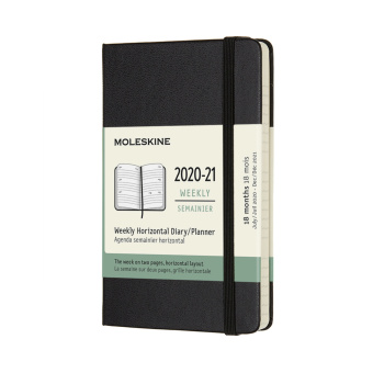 картинка Еженедельник Moleskine Classic (гориз.2020-2021), Pocket (9x14 см), черный от магазина Молескинов
