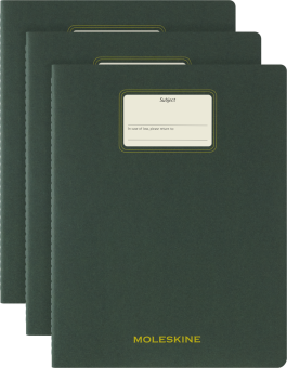 картинка Записная книжка Moleskine Student Cahier (в линейку), XXL/A4 (22x28см), мягкая обложка, зеленая от магазина Молескинов