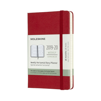 картинка Еженедельник Moleskine Classic (гориз.2019-2020), Pocket (9x14 см), красный от магазина Молескинов