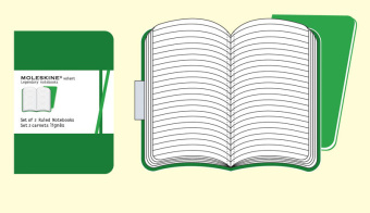 картинка Записная книжка Moleskine Volant (в линейку, 2 шт.), Large (13х21см), зеленая от магазина Молескинов